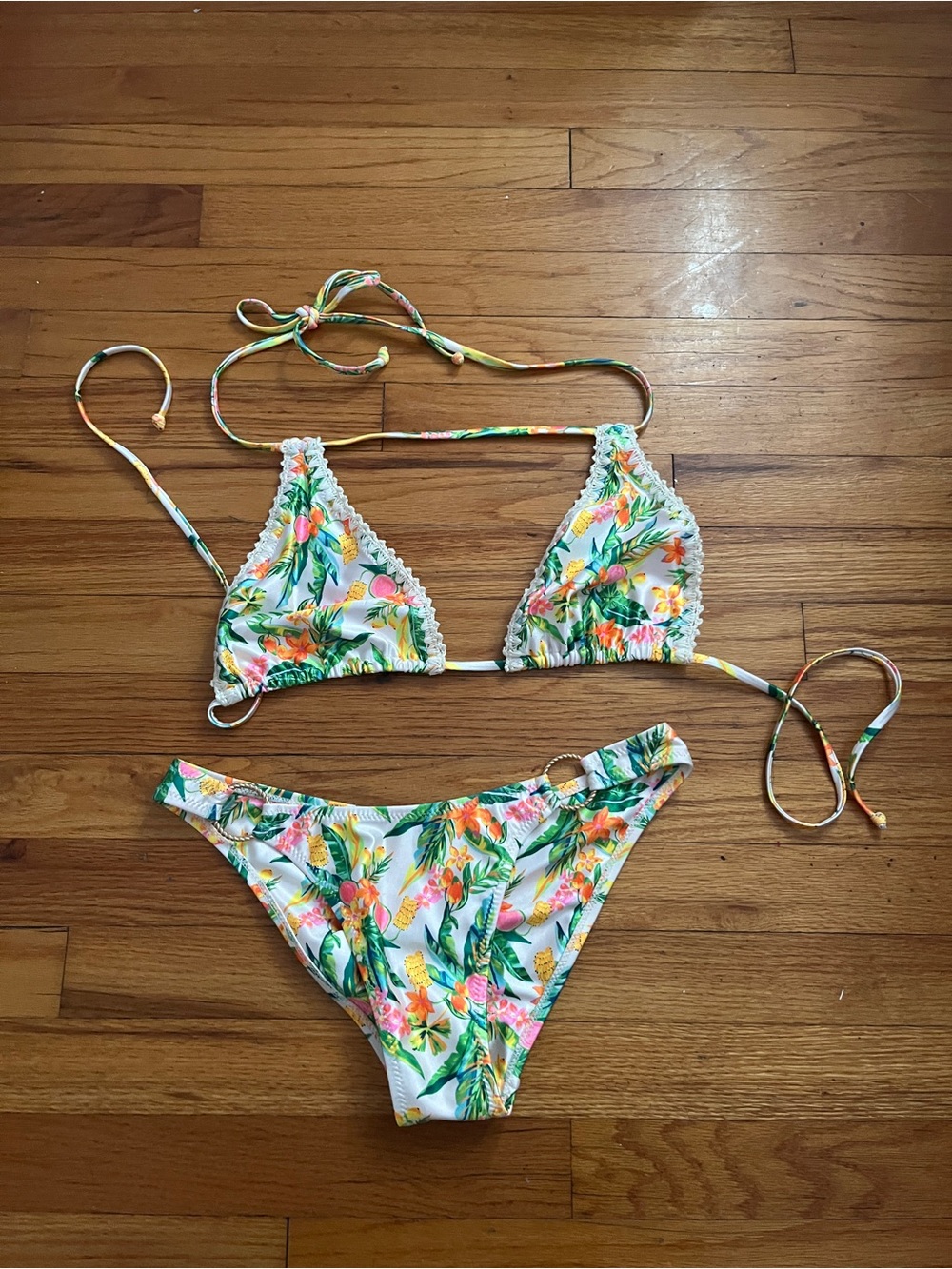 NWOT Kulani Kini halter bralette and bottom tropical